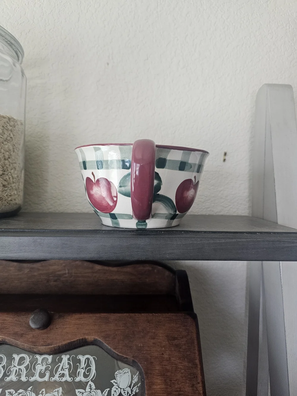 Vintage NANTUCKET Hand-Painted Fruit Pattern Mixing Bowl - Red and Green